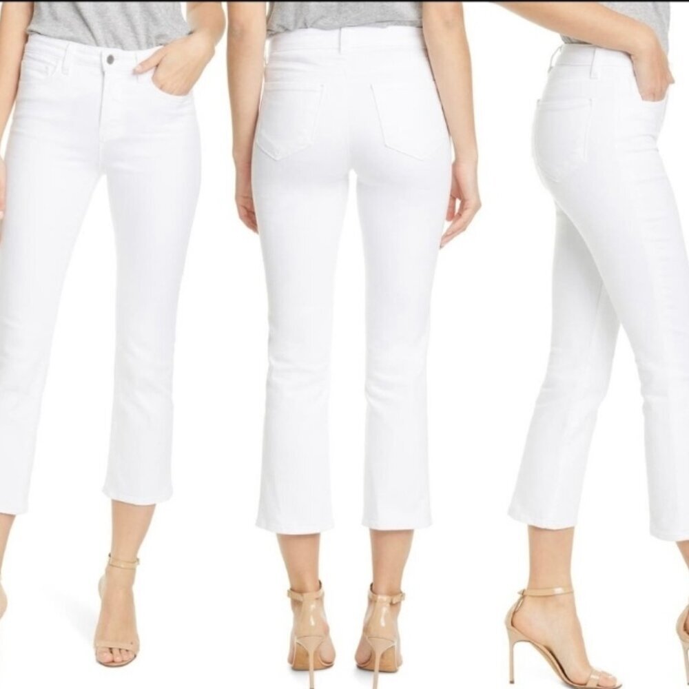 L'Agence Nadia High Rise Cropped Straight Leg White Jeans Size 30 NWOT